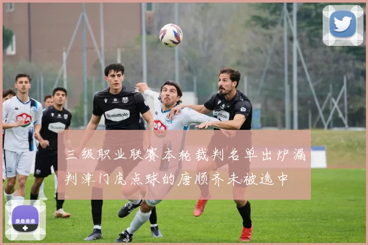 三级职业联赛本轮裁判名单出炉漏判津门虎点球的唐顺齐未被选中
